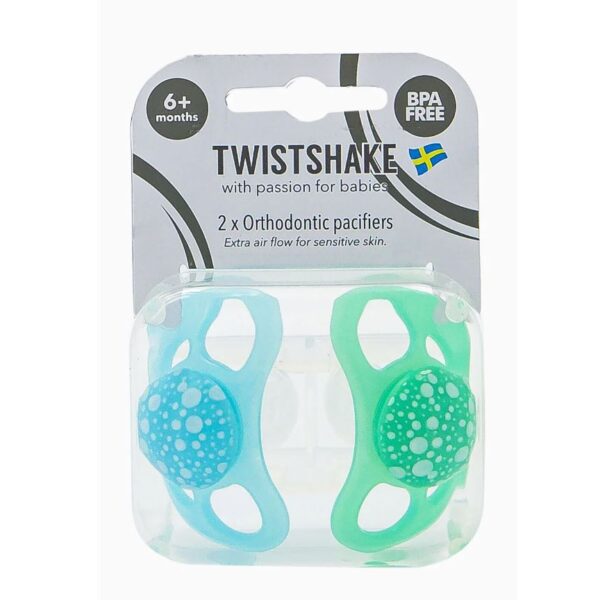 TwistShake Sucettes Orthodontiques 6m+ Apaisantes BleuVert x2