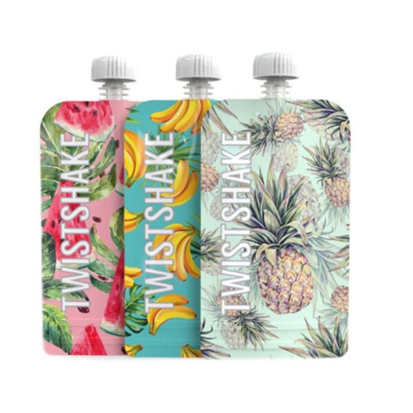 Twistshake 3 Gourdes Réutilisables Innovantes pour Bébé 220ml