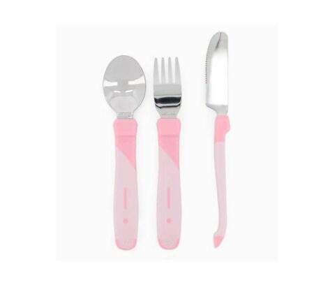 Twistshake Couverts Enfant Inox Rose Pastel 3 Pièces Ergonomiques