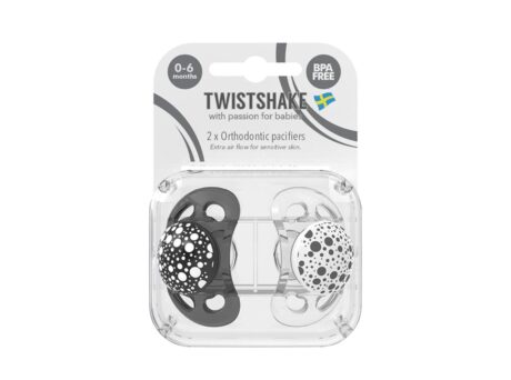 Twistshake Sucette Apaisante 0-6m Noir et Blanc Lot de 2