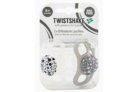 Twistshake Sucettes Orthodontiques Grises & Blanches 6m+ Duo Apaisant