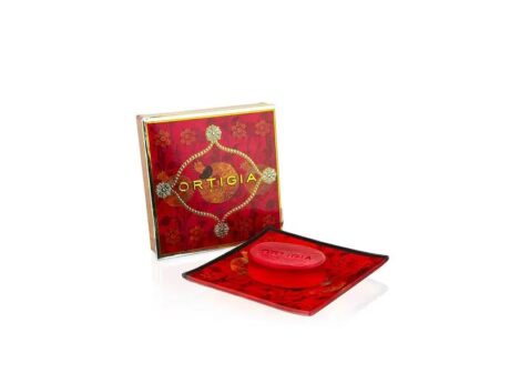 Ortigia Melograno Élégant Coffret Savon et Porte-Savon en Verre