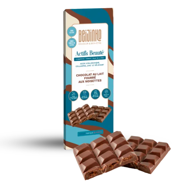 Beijinho Tablette Chocolat au Lait Fourrée Cacao Noisette 100g