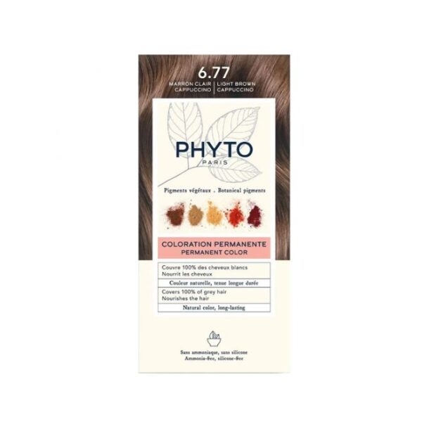 Phyto Phytocolor 6.77 Marron Clair Cappuccino Coloration Permanente Naturelle