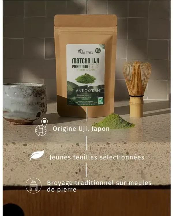 Valebio Matcha Uji Premium Bio - Thé Vert en Poudre (60g) – Image 5