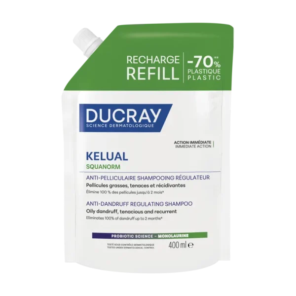 Ducray Squanorm - Shampooing Traitant Régulateur Pellicules Grasses-eco-recharge-400ml
