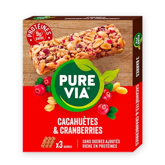 Pure Via Barre de Céréales - Cacahuètes et Cranberries