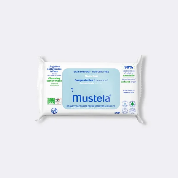 Lingettes compostables à l'eau - 60 unités
