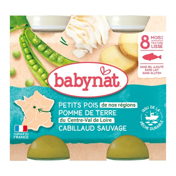 Petits pois Pomme de terre Cabillaud - 2x200g
