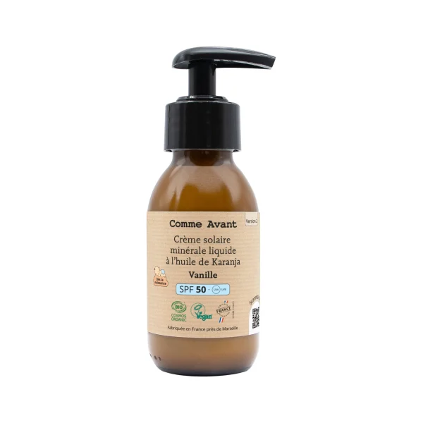 Crème solaire minérale liquide SPF50 - Vanille
