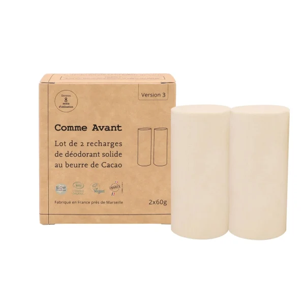 Déodorant solide au beurre de cacao - Lot de 2 recharges