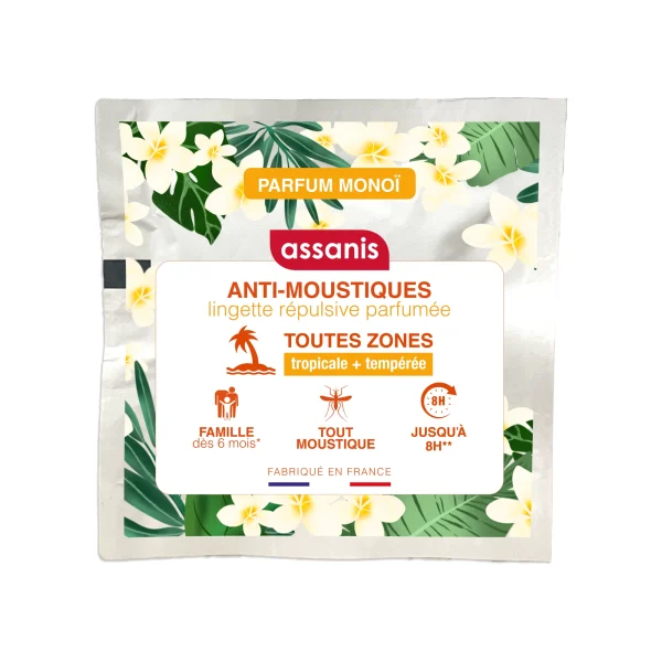 Assanis Lingettes Répulsives Anti-Moustiques - 12 lingettes