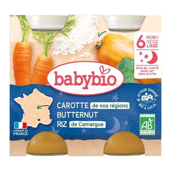 Babybio Carotte Butternut Riz - 2x200g