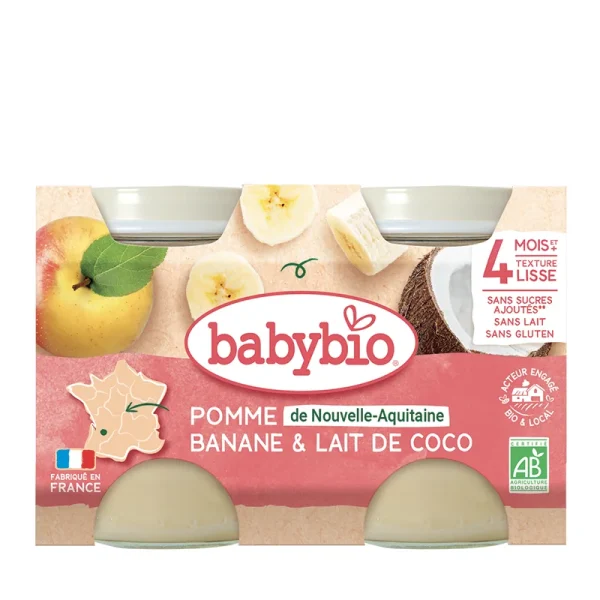 Babybio Pomme Banane Lait de Coco - 2x130g