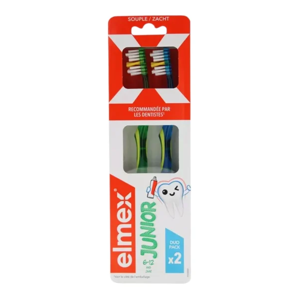 Elmex Junior Brosses à Dents - Vert et Bleu